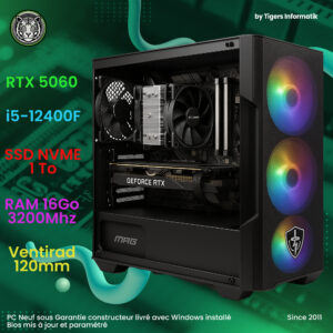 PC Fixe Gamer KHAN - Intel i5-12400F - RTX 5060 - SSD 1To - RAM 16 Go DDR4 - Windows inclus