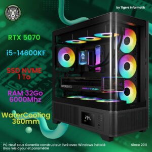 PC Fixe Gamer SUNDAR - Intel i5-14600KF - RTX 5070 - SSD 1To - RAM 32 Go DDR5 - Windows inclus